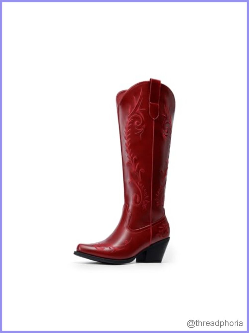 Women's Knee High Cowboy Boots with Square Toe and Stacked Heel